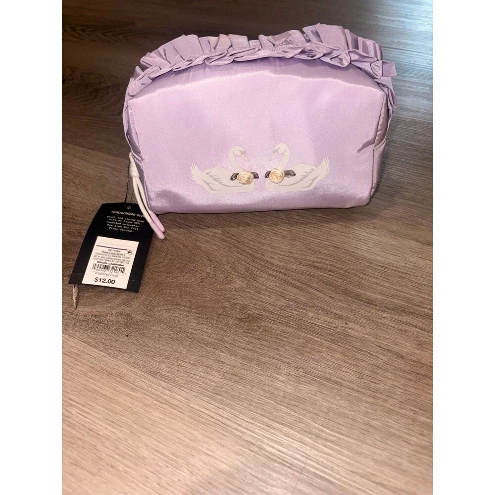 Printed Ruffle Rectangle Pouch - art class™ Purple with Swans‎